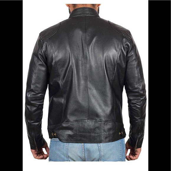 🎾 Decrum real lamb leather black moto jacket NWT - Picture 3 of 7